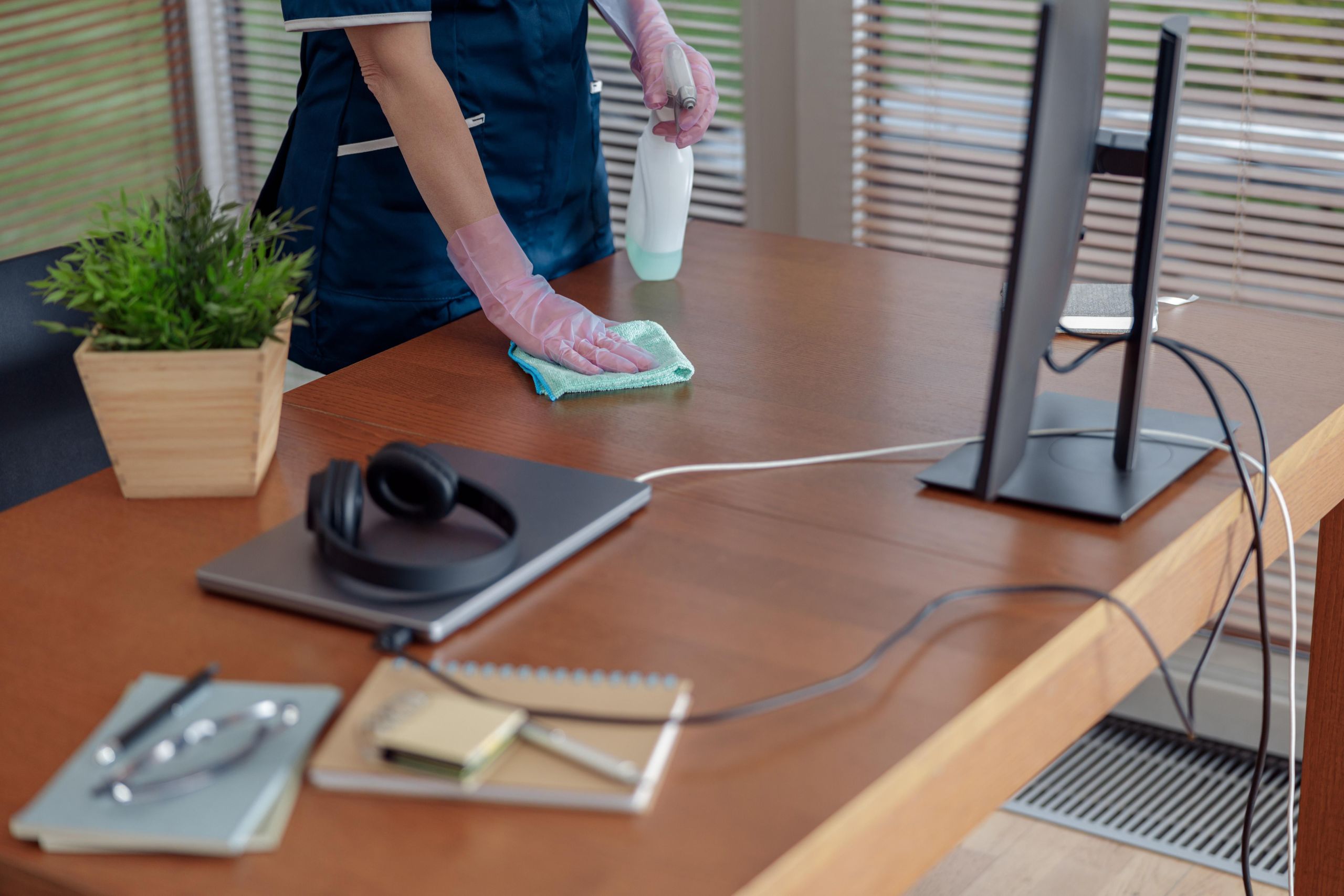 Team cleaning an office workspace in Asheville